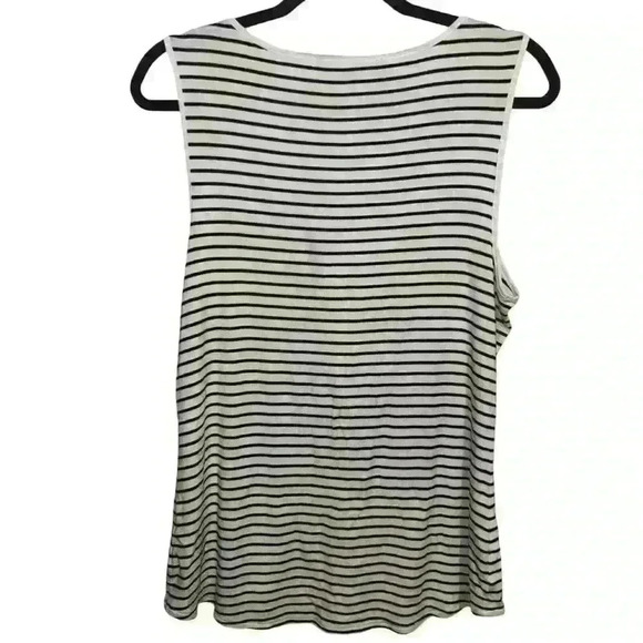 White House Black Market WHBM Tank Top Blouse Womens L Front Drawstring Striped - Picture 3 of 4